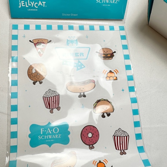 Authentic Jellycat Diner FAO Schwarz Playful Set Hamburger Box and Stickers - Picture 5 of 9